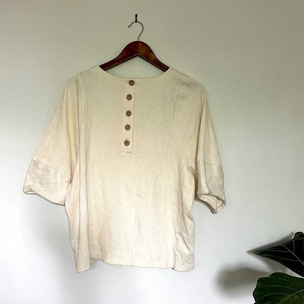 Madewell Ottoman Jacquard Button-Back Top
